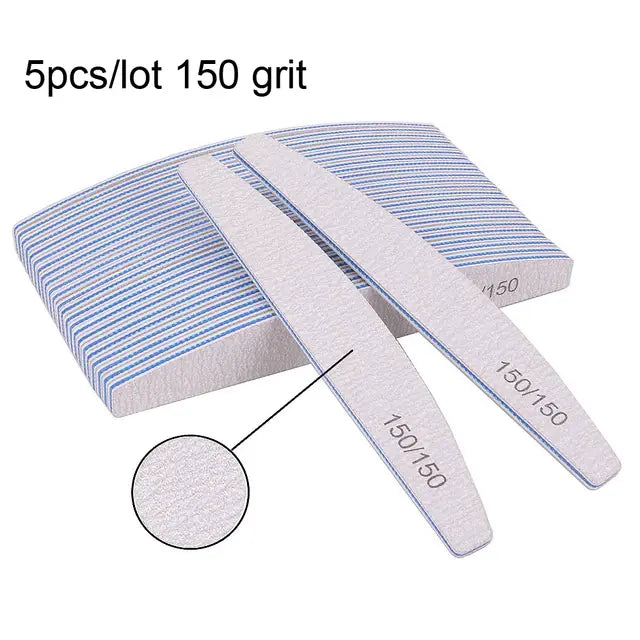 5/10Pcs Professional Nail File 100/180 Sandpaper Strong Thick Nail Files Sanding Half Moon Lime nail accessories and Tools