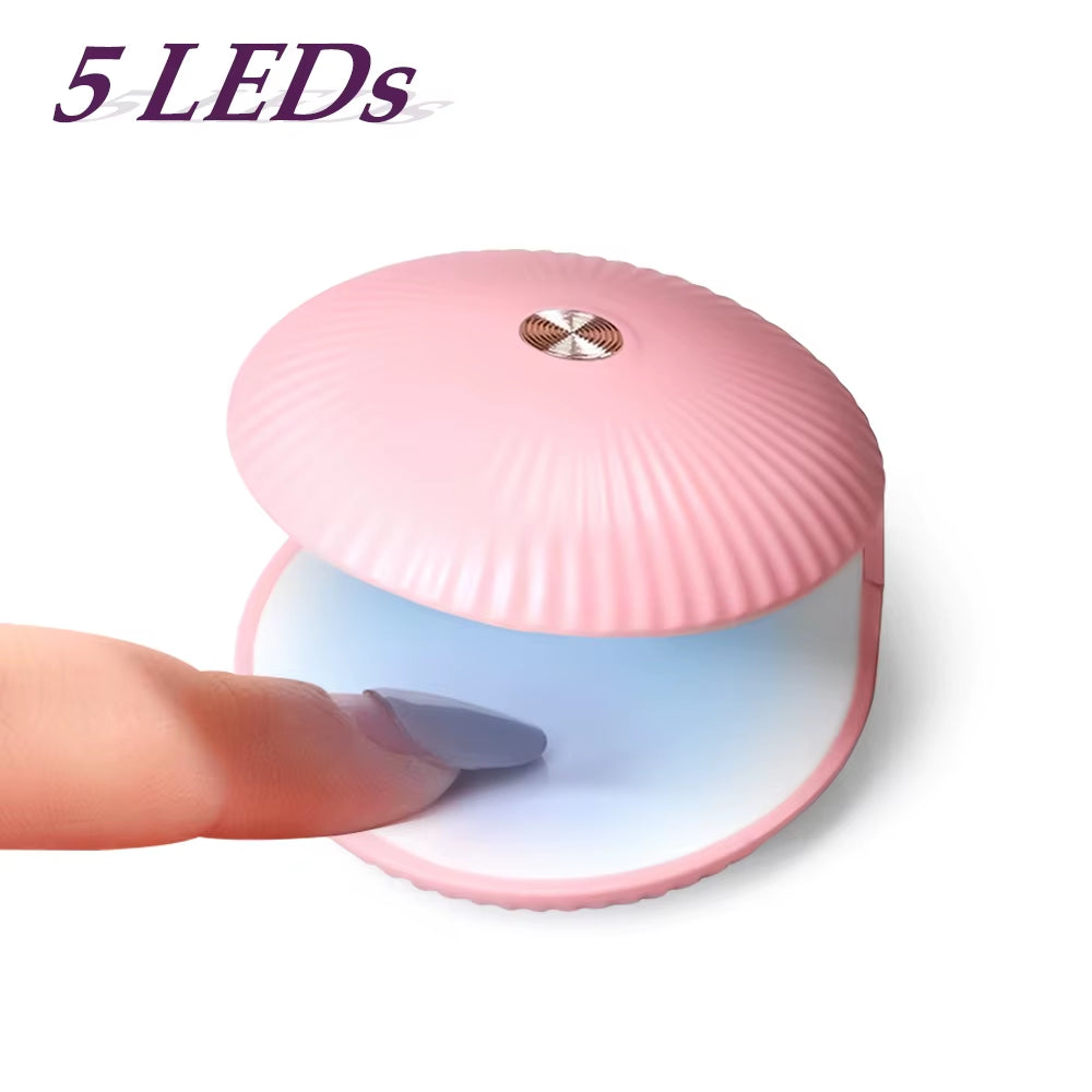 Mini UV LED Nail Lamp 5 Leds Nail Dryer Portable Manicure Lamp Shell Shaped Nail Art Lamp Nail Art Tools