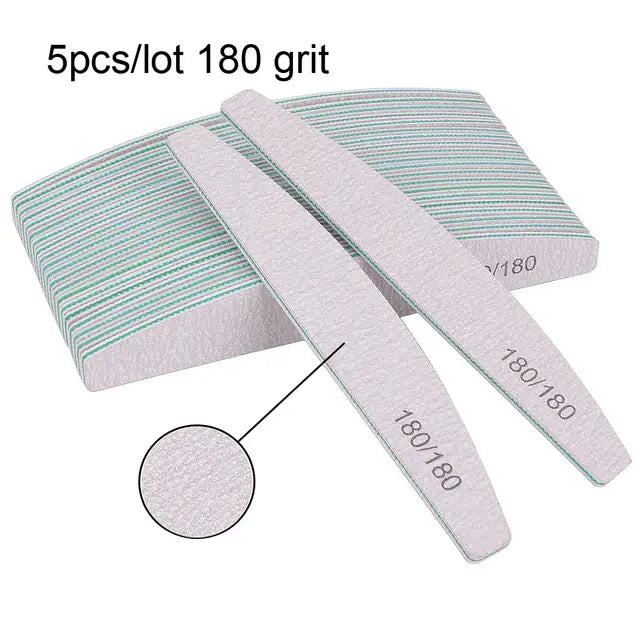 5/10Pcs Professional Nail File 100/180 Sandpaper Strong Thick Nail Files Sanding Half Moon Lime nail accessories and Tools