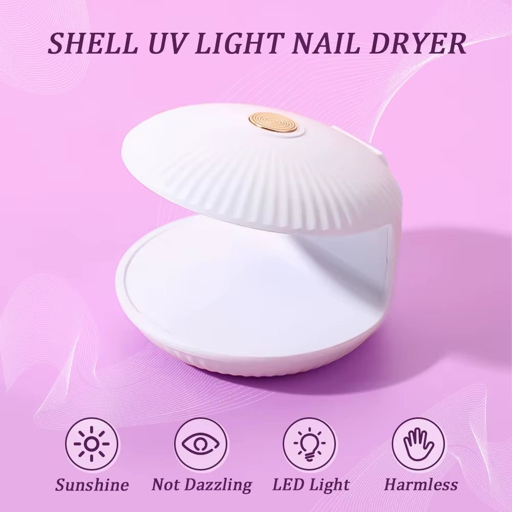 Mini UV LED Nail Lamp 5 Leds Nail Dryer Portable Manicure Lamp Shell Shaped Nail Art Lamp Nail Art Tools