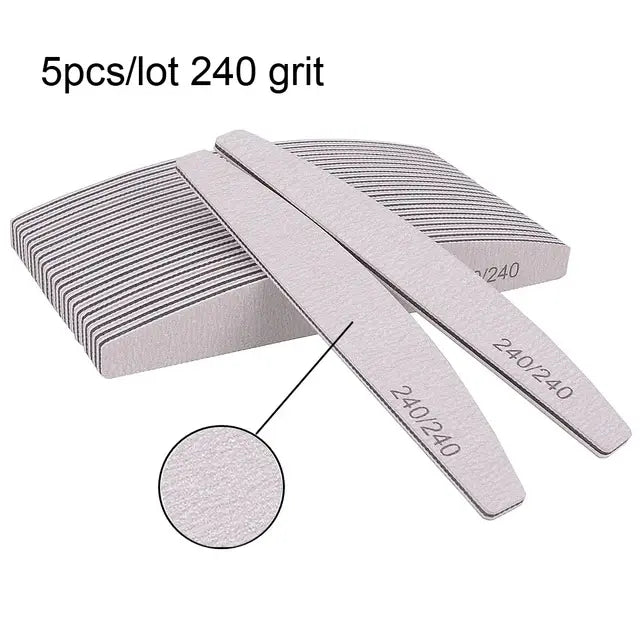 5/10Pcs Professional Nail File 100/180 Sandpaper Strong Thick Nail Files Sanding Half Moon Lime nail accessories and Tools