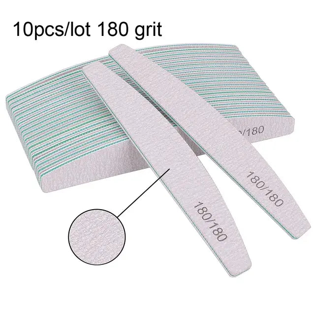 5/10Pcs Professional Nail File 100/180 Sandpaper Strong Thick Nail Files Sanding Half Moon Lime nail accessories and Tools