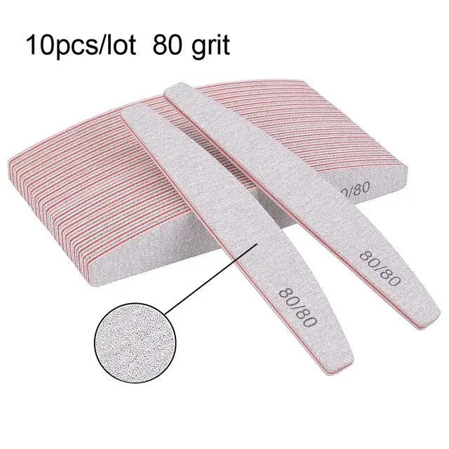 5/10Pcs Professional Nail File 100/180 Sandpaper Strong Thick Nail Files Sanding Half Moon Lime nail accessories and Tools