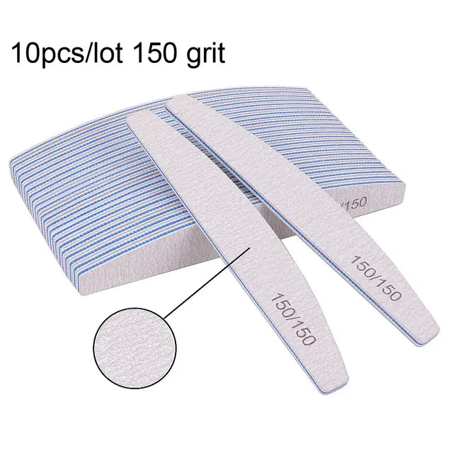 5/10Pcs Professional Nail File 100/180 Sandpaper Strong Thick Nail Files Sanding Half Moon Lime nail accessories and Tools