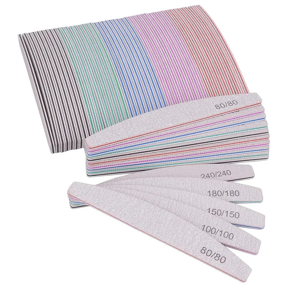 5/10Pcs Professional Nail File 100/180 Sandpaper Strong Thick Nail Files Sanding Half Moon Lime nail accessories and Tools